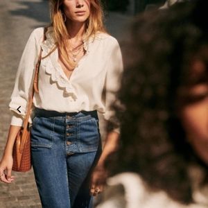 BNWT Sézane Chloe Shirt White 2/34/XS